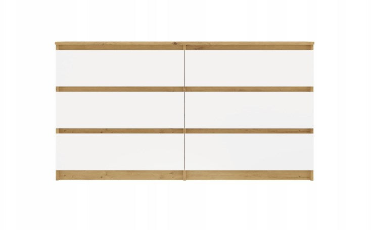 M6 MALWA CHEST OF DRAWERS 140 CM 6 DRAWERS OAK ARTISAN/WHITE