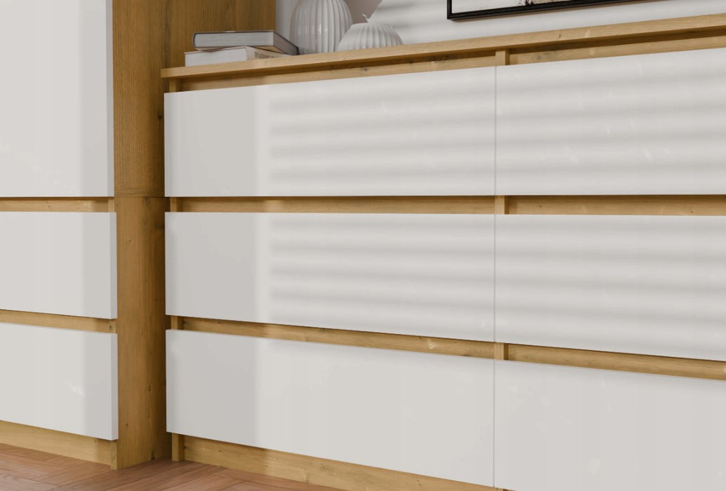 M6 MALWA CHEST OF DRAWERS 140 CM 6 DRAWERS OAK ARTISAN/WHITE