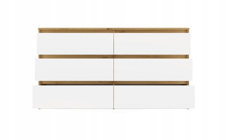 M6 MALWA CHEST OF DRAWERS 140 CM 6 DRAWERS OAK ARTISAN/WHITE