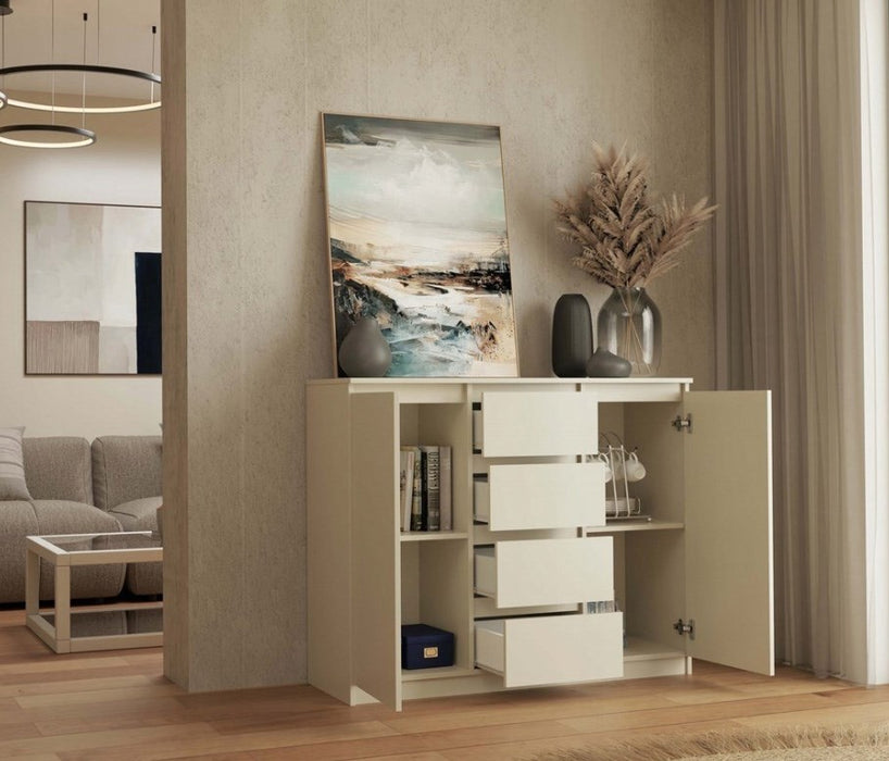 CHEST OF DRAWERS WITH 2 DOORS AND 4 DRAWERS, CASHMERE COLOUR
