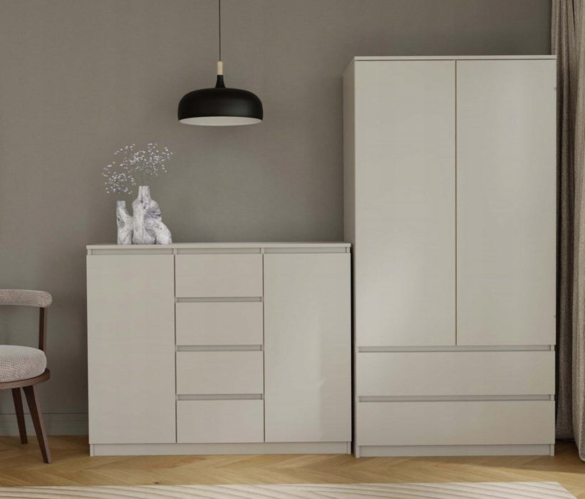 CHEST OF DRAWERS WITH 2 DOORS AND 4 DRAWERS, CASHMERE COLOUR