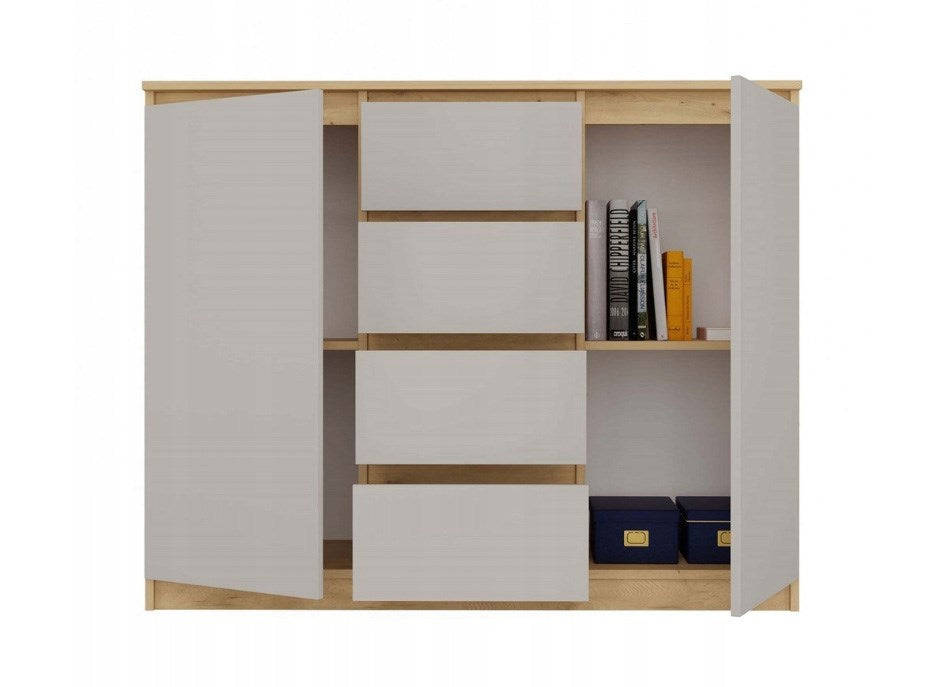 CHEST OF DRAWERS WITH 2 DOORS AND 4 DRAWERS, ARTISAN OAK/CASHMERE COLOUR