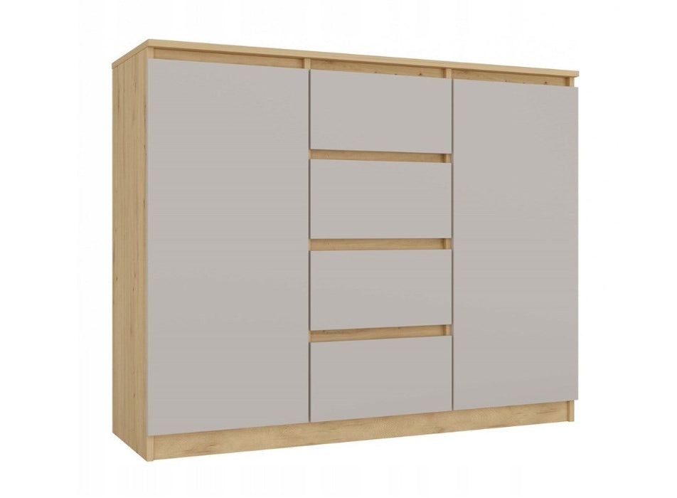 CHEST OF DRAWERS WITH 2 DOORS AND 4 DRAWERS, ARTISAN OAK/CASHMERE COLOUR