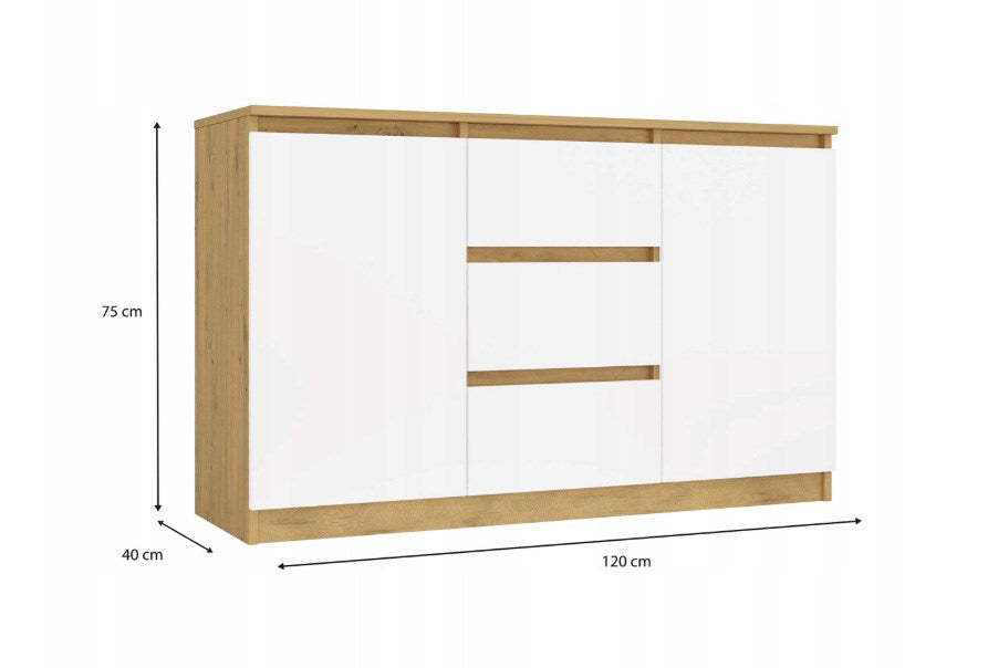 ARTISAN 2-DOOR 3-DRAWER CHEST OF DRAWERS/WHITE