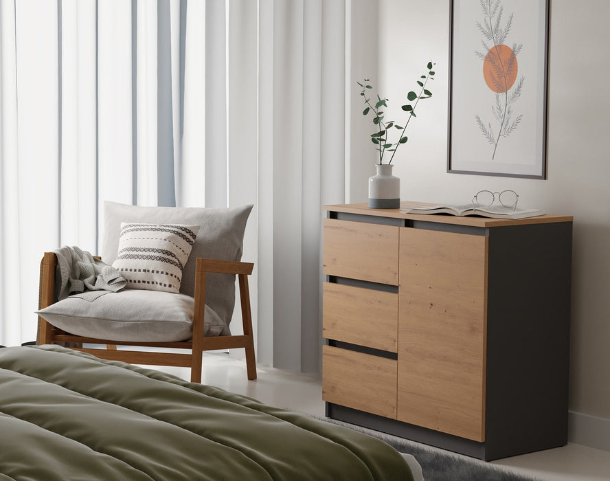 Topeshop 1D3S ANT/ART BA KPL chest of drawers