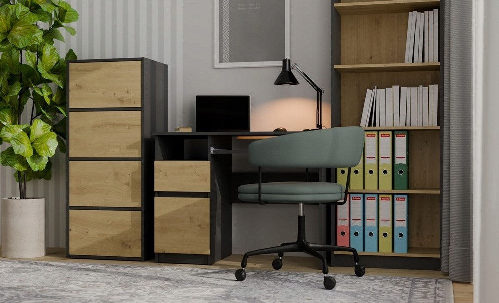 ALMA CHEST OF DRAWERS, ANTHRACITE/ARTISAN OAK