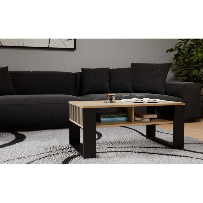 MODERN 2P SLIM ARTISAN COFFEE TABLE WITH BLACK LEGS