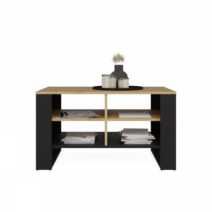 MODERN 4P SLIM ARTISAN COFFEE TABLE WITH BLACK LEGS