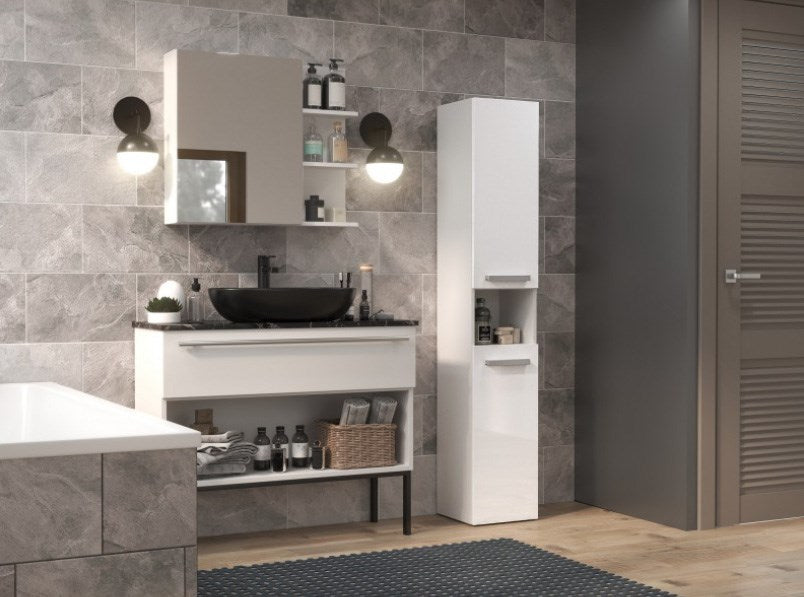Bathroom cabinet NEL I 31x30x174 cm, white, glossy