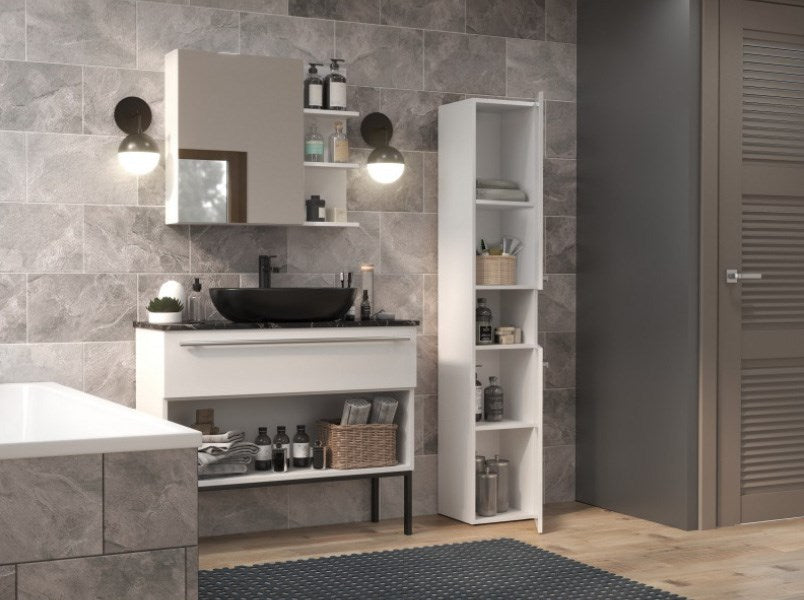 Bathroom cabinet NEL I 31x30x174 cm, white, glossy