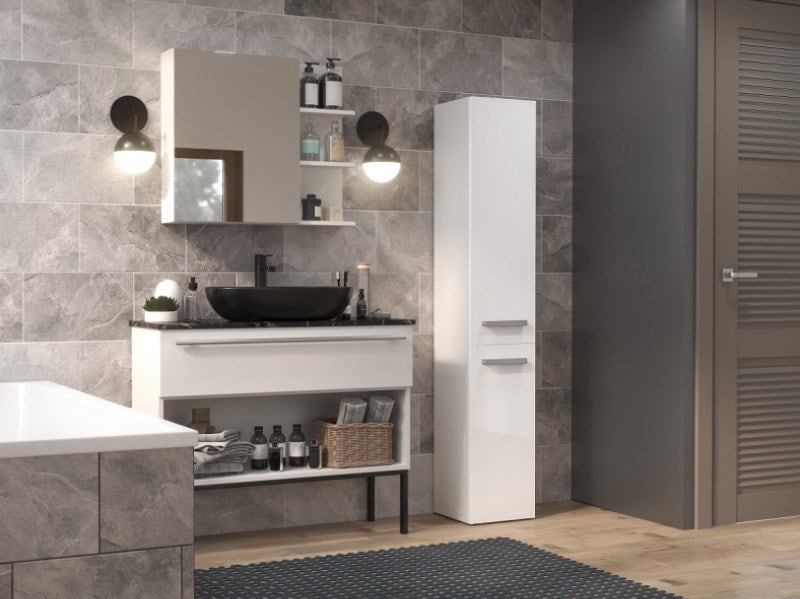 Bathroom cabinet NEL IV 31x30x174 cm, white, glossy