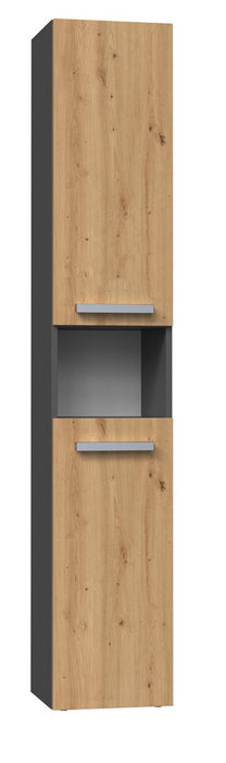 Topeshop NEL I ANT/ART bathroom storage cabinet Graphite, Oak