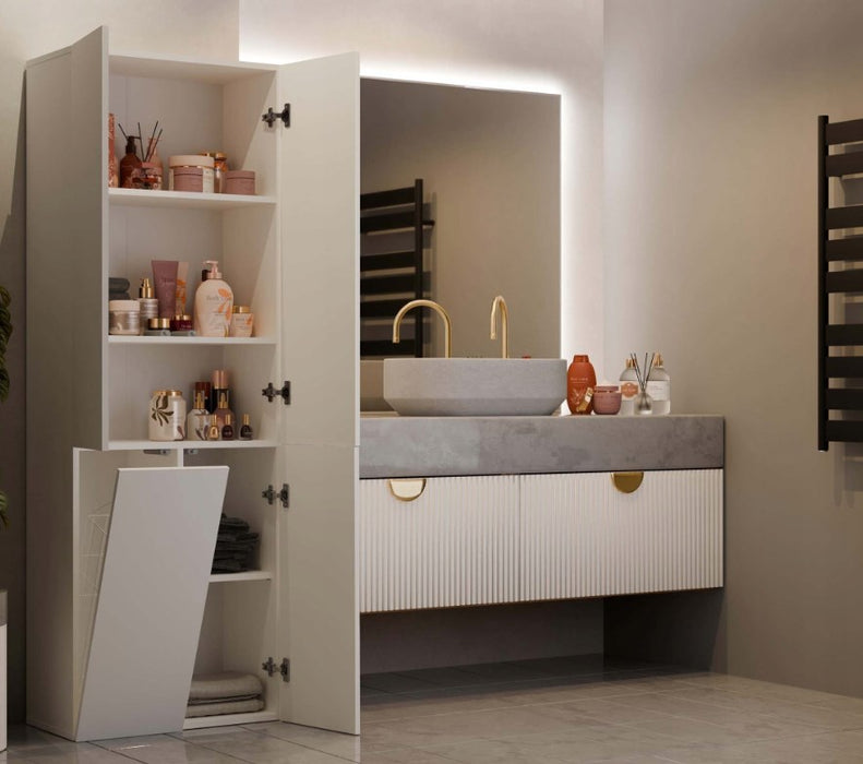 BATHROOM CABINET NEL DD 1K BASKET CASMERE COLOUR LONG DOORS