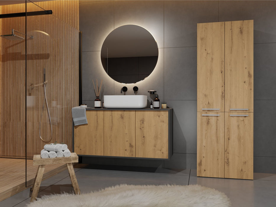 Topeshop NEL 2K DD ANT/ART KP bathroom storage cabinet Graphite, Oak
