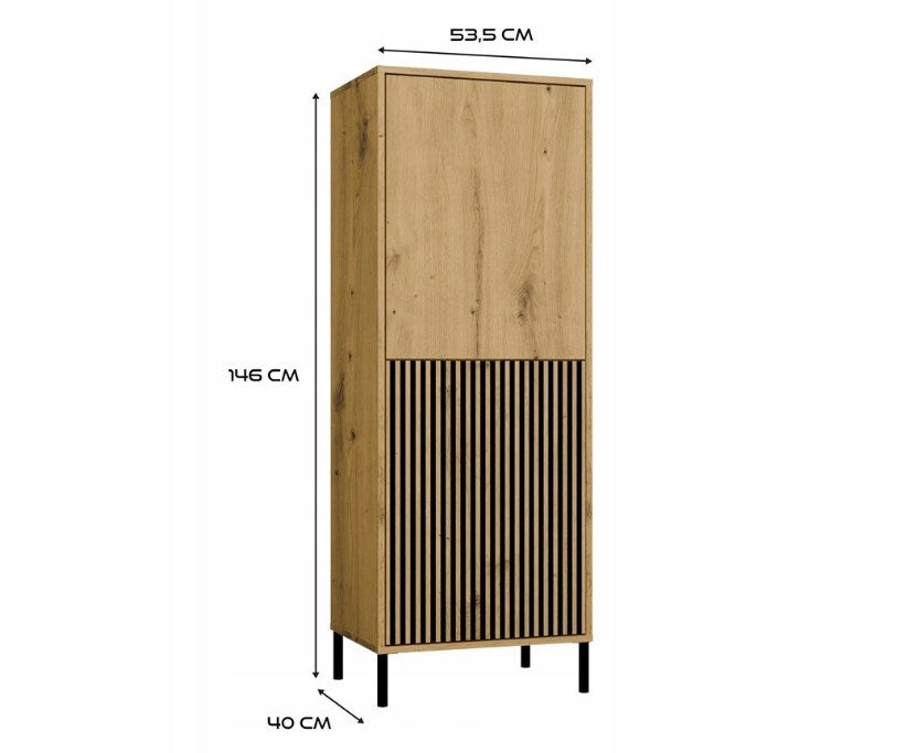KAMARO 2DK SLIM/GŁ OAK ARTISAN DISPLAY CABINET