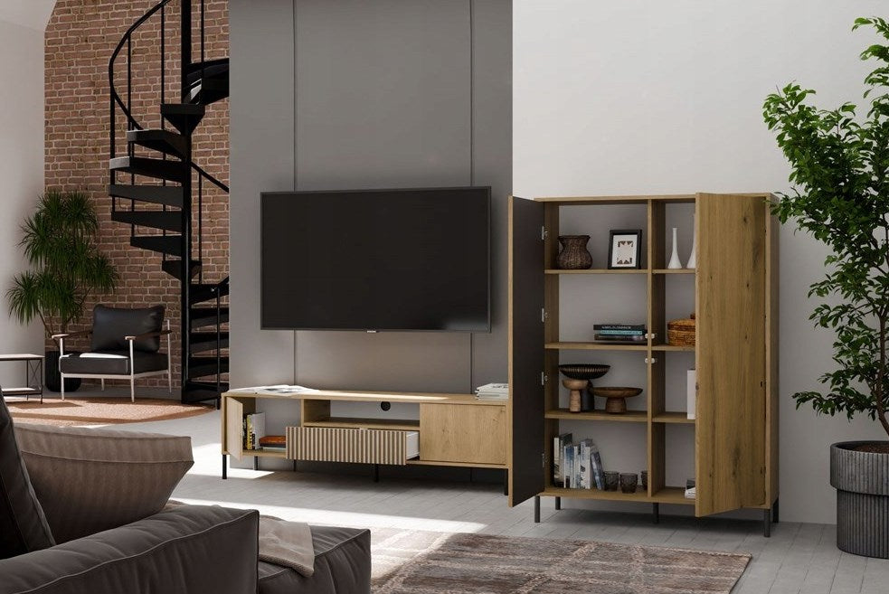 KAMARO 2DD SLIM/GŁ OAK ARTISAN DISPLAY CABINET