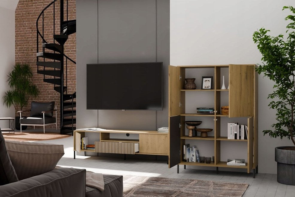 KAMARO 4DK SLIM/GŁ OAK ARTISAN DISPLAY CABINET