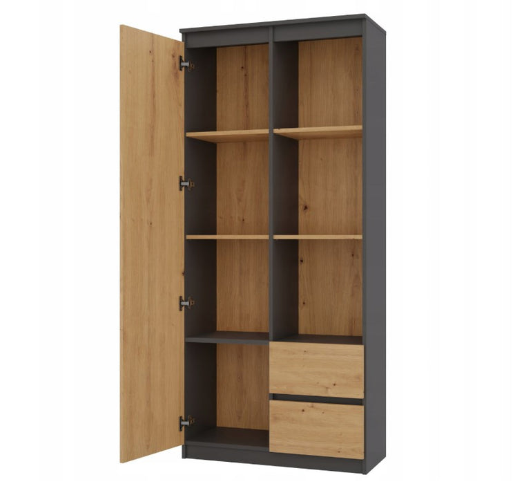 Topeshop RS-80 BILY ANTHRACITE/OAK ARTISAN office bookcase