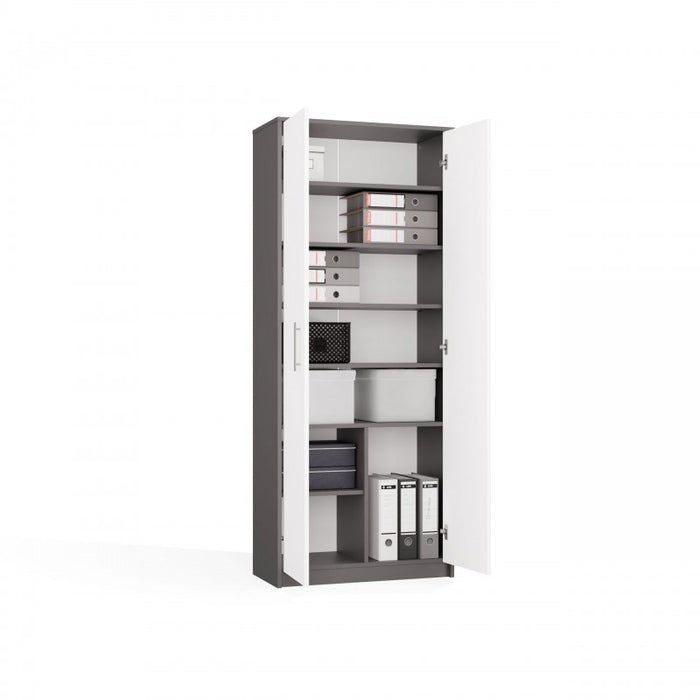 OLIV 2D CLOSED SHELVING UNIT, ANTHRACITE/WHITE SET