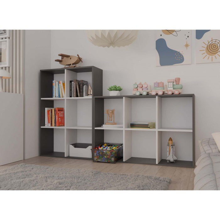 MALAX 2X3 SHELVING UNIT, ANTHRACITE/WHITE