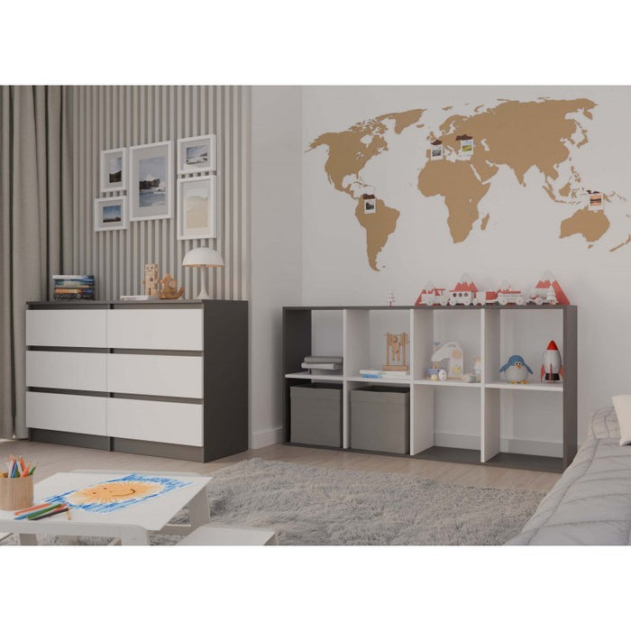 MALAX 2X4 SHELVING UNIT, ANTHRACITE/WHITE
