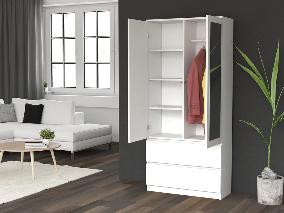 Topeshop SS-90 BIEL LUSTRO bedroom wardrobe/closet 5 shelves 2 door(s) White