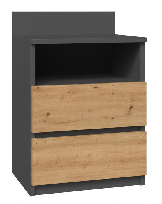 Topeshop M1 ANTRACYT/ARTISAN nightstand/bedside table 2 drawer(s) Oak