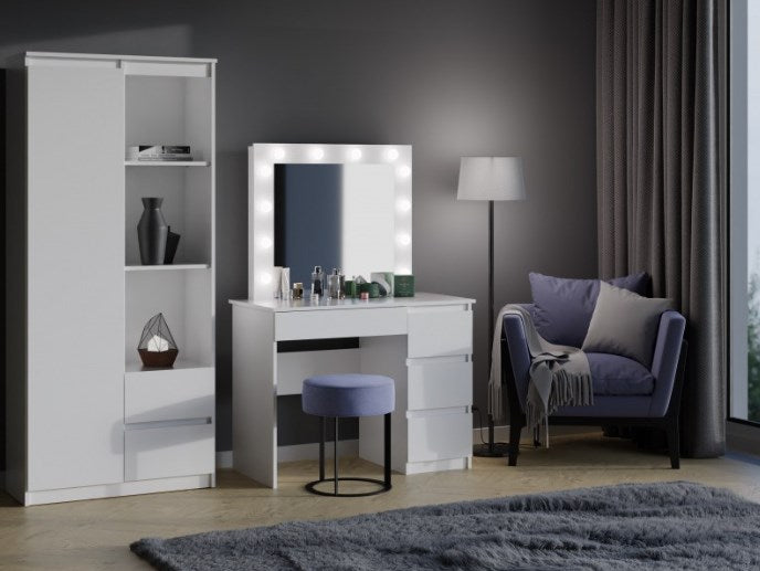 MIJAS DESK SET, RIGHT-HANDED, WHITE + MARINA MIRROR