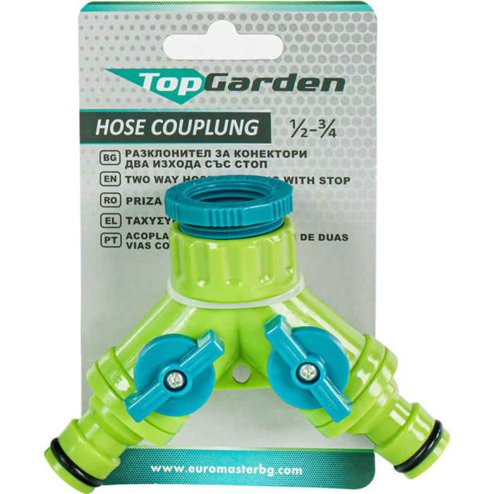 SPLITTER WITH 2 OUTLETS AND STOP 1/2-3/4 TG