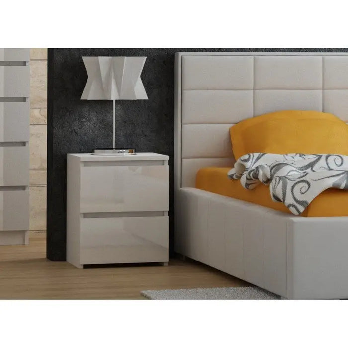 Topeshop M2 BIEL POŁYSK FRONT nightstand/bedside table 2 drawer(s) White - Bedside tables made of furniture