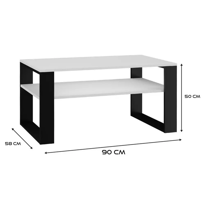 Topeshop MODERN 1P WHITE BLACK coffee/side/end table Coffee table Rectangular shape 2 leg(s) - Wooden benches