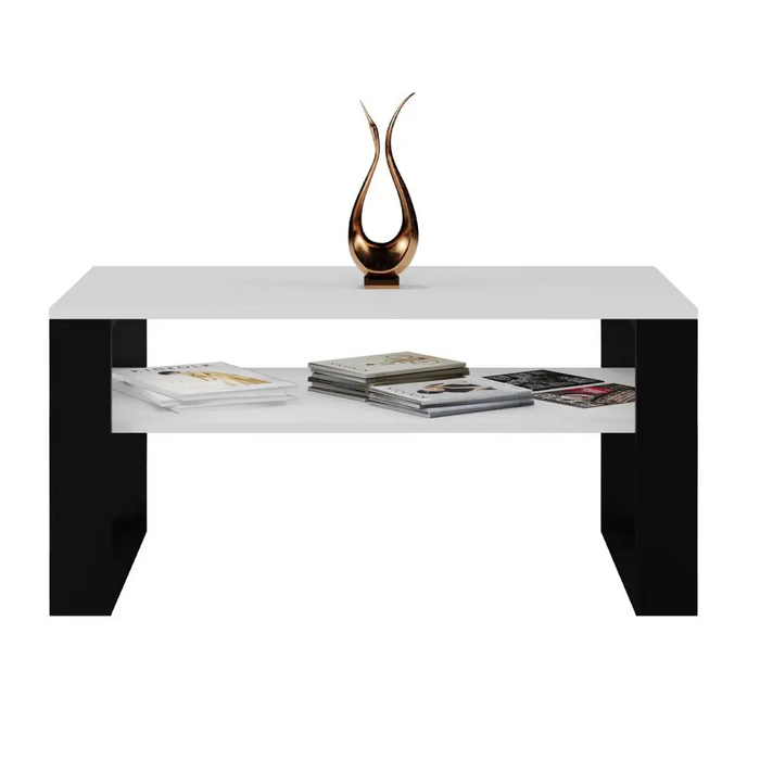 Topeshop MODERN 1P WHITE BLACK coffee/side/end table Coffee table Rectangular shape 2 leg(s) - Wooden benches