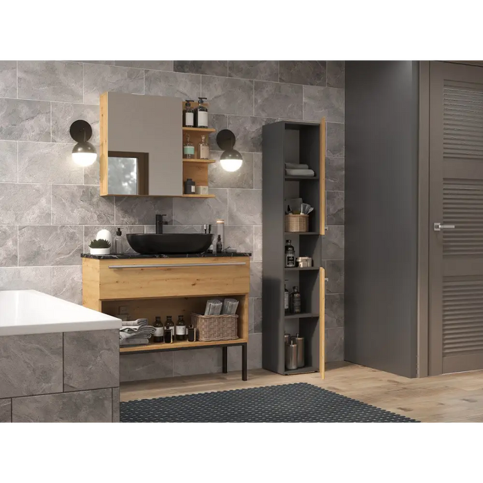 Topeshop NEL I ANT/ART bathroom storage cabinet Graphite Oak - Standing bathroom cabinetsMLA-SZS<<<Bathroom