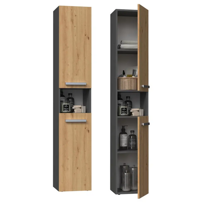 Topeshop NEL I ANT/ART bathroom storage cabinet Graphite Oak - Standing bathroom cabinetsMLA-SZS<<<Bathroom