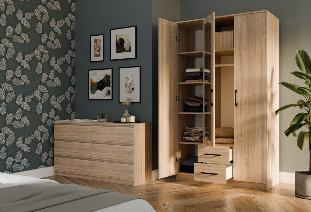 Topeshop ROMANA 120 SON L bedroom wardrobe/closet 6 shelves 3 door(s) Oak - Openable