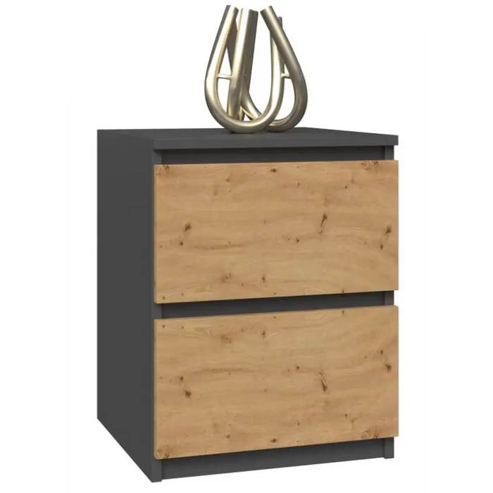 Topeshop W2 ANTRACYT/ARTISAN nightstand/bedside table 2 drawer(s) Anthracite Oak - Bedside tables made of furniture