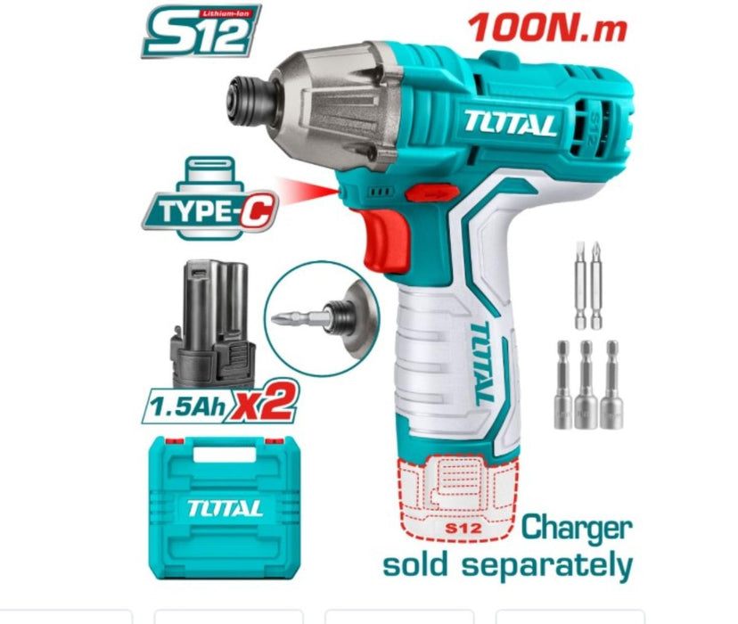 CORDLESS IMPACT SCREWDRIVER 12V,100NM TOTAL