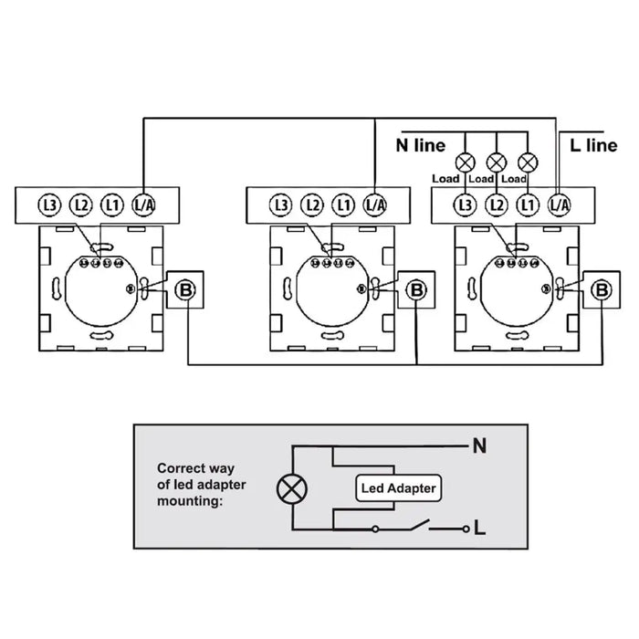 Touch Changeover Switch Light Switch Cross Switch Wall Switch Stair Switch with Color Change LED Backlight Recessed