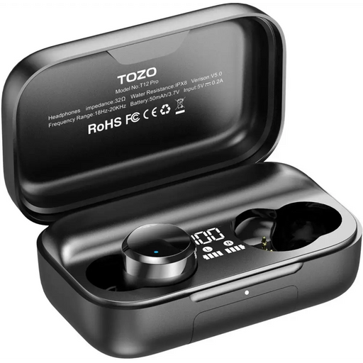 TOZO T12 PRO True Wireless Stereo (TWS) In-Ear USB Type-C Bluetooth Headset Black