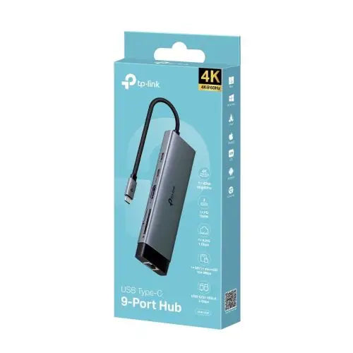 TP-Link Adapter HUB 9-in-1 UH9120C Type-C to 2xType-C 3xUSB 3.0 HDMI 4K 60Hz RJ45 1000Mbps SD interface microSD