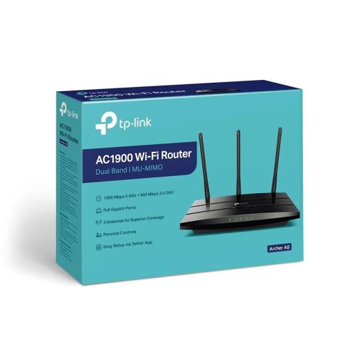 TP-Link Wi-Fi Router Archer A8 AC1900 1900Mbps LAN/WAN 802.11ac Black EU