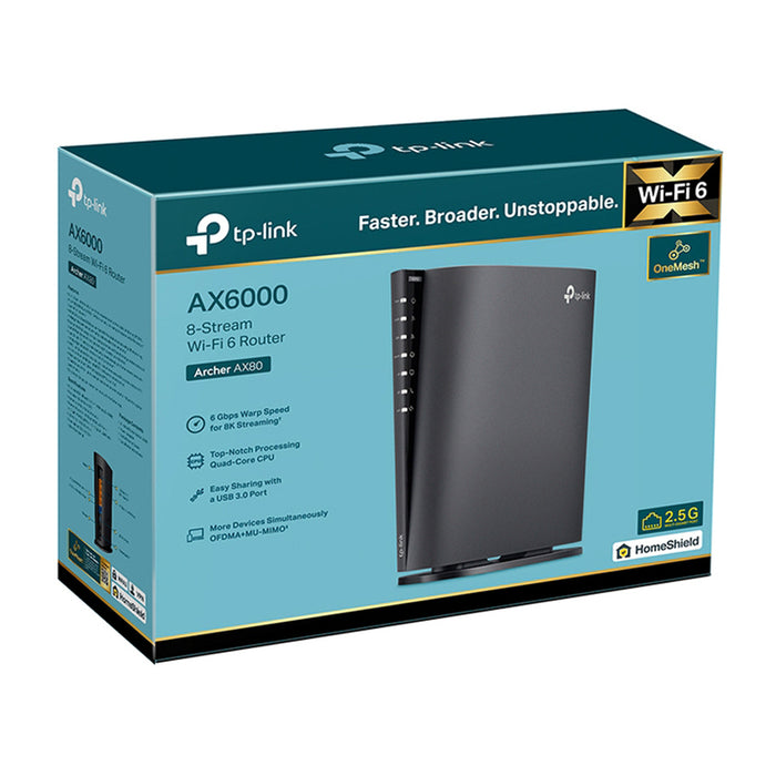 Wireless router TP-Link Archer AX80, AX6000, Wi-Fi 6, 2.5G port