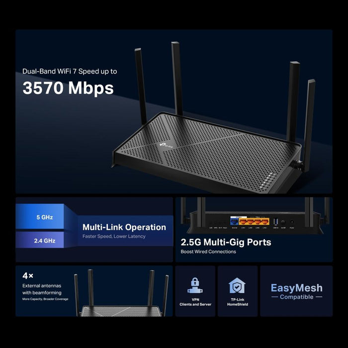 TP-Link Archer BE230 Dual-Band Wi-Fi 7 Wireless Router