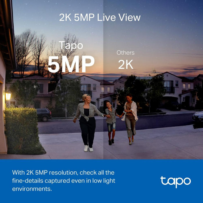 Video doorbell Tapo D230S1, 2.4Ghz, 2K 5MP, Color Night Vision, rechargeable batteries, microSD