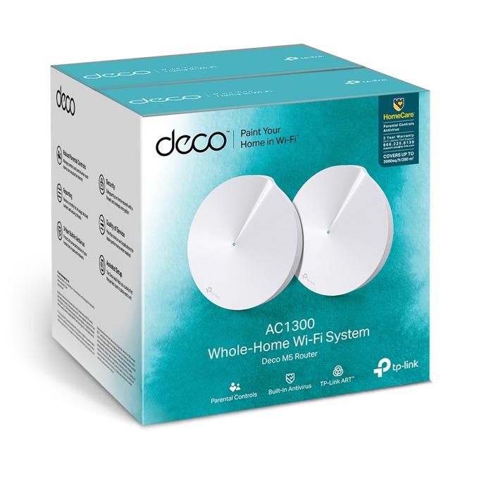 Wireless router TP-Link Deco M5, AC1300, 2.4/5 GHz, 400 - 867 Mbps, Gigabit, (2-pack)