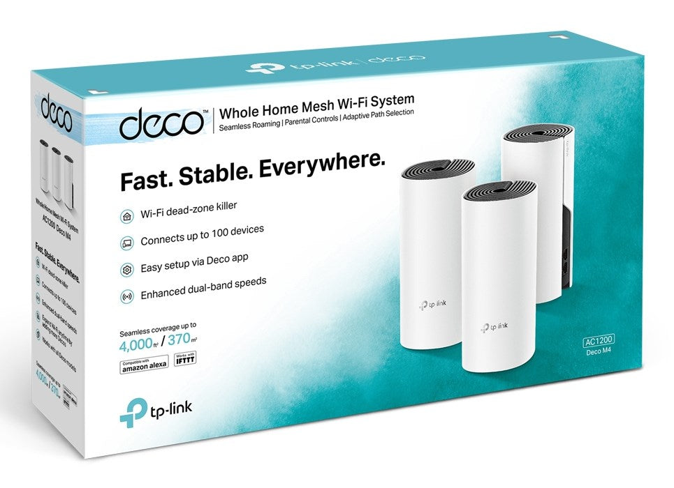Wireless router TP-Link Deco M4, AC1200, 2.4/5 GHz, 300 - 867 Mbps, Gigabit, 3 pcs. in a set