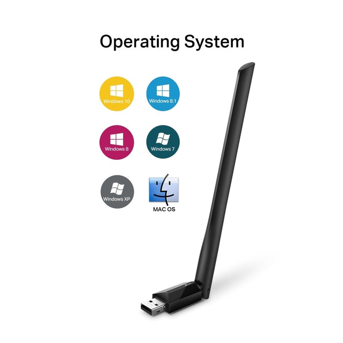 Wireless adapter TP-LINK Archer T2U PLUS, AC600, Dual band, USB, external antenna 5 dBi