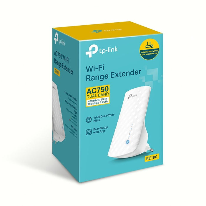 TP-LINK Wireless Range Extender Dual Band RE190 AC750 White EU