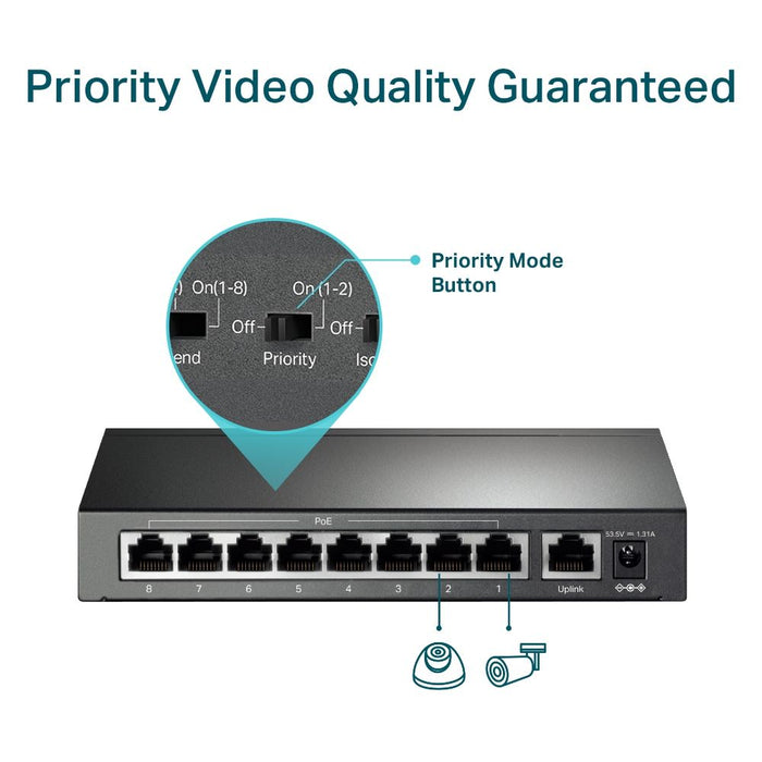 TP-Link 9-Port 10/100Mbps Desktop Switch with 8-Port PoE+