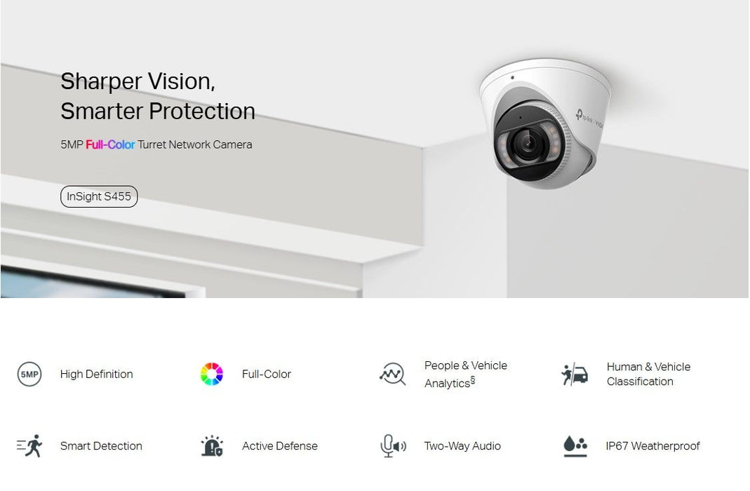 TP-Link camera - VIGI S455, 4 mm, 105.4°, white